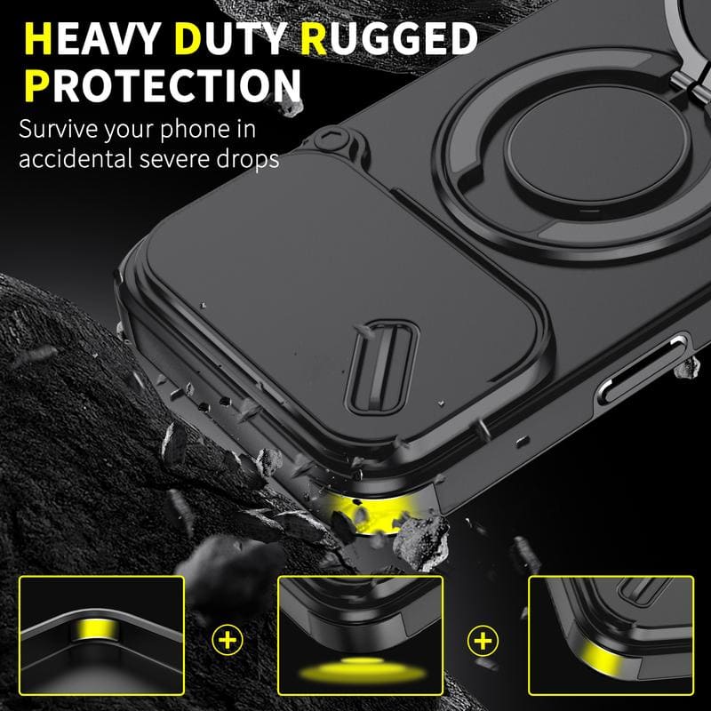 ChubbyArmor 2.0 - Military-Grade Shockproof Magnetic Case with Camera Slide & 360¡ã Kickstand Ring