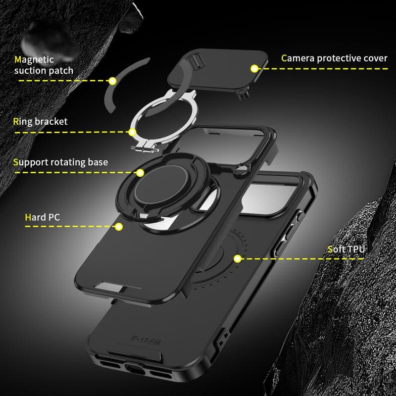 ChubbyArmor 2.0 - Military-Grade Shockproof Magnetic Case with Camera Slide & 360¡ã Kickstand Ring