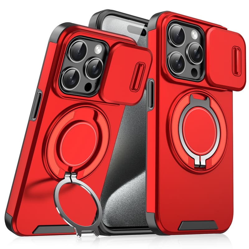 Military-Grade Shockproof Magnetic Case with Camera Slide & 360¡ã Kickstand Ring