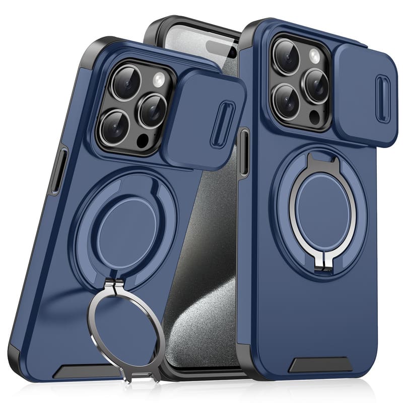 Military-Grade Shockproof Magnetic Case with Camera Slide & 360¡ã Kickstand Ring