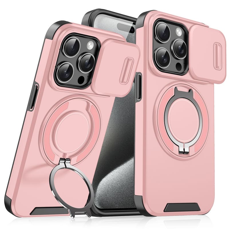 Military-Grade Shockproof Magnetic Case with Camera Slide & 360¡ã Kickstand Ring
