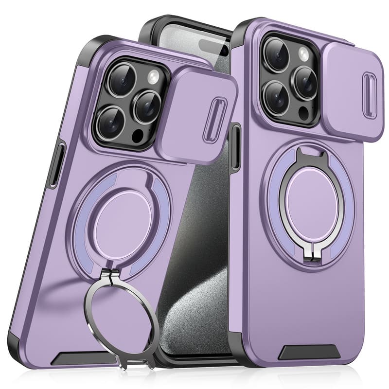 Military-Grade Shockproof Magnetic Case with Camera Slide & 360¡ã Kickstand Ring