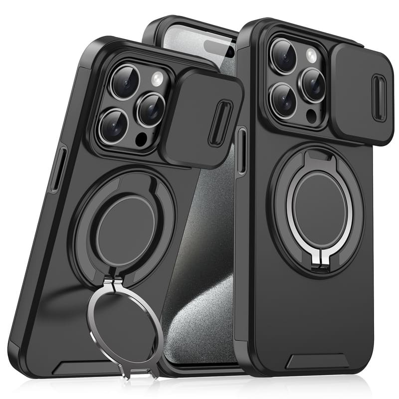 Military-Grade Shockproof Magnetic Case with Camera Slide & 360¡ã Kickstand Ring